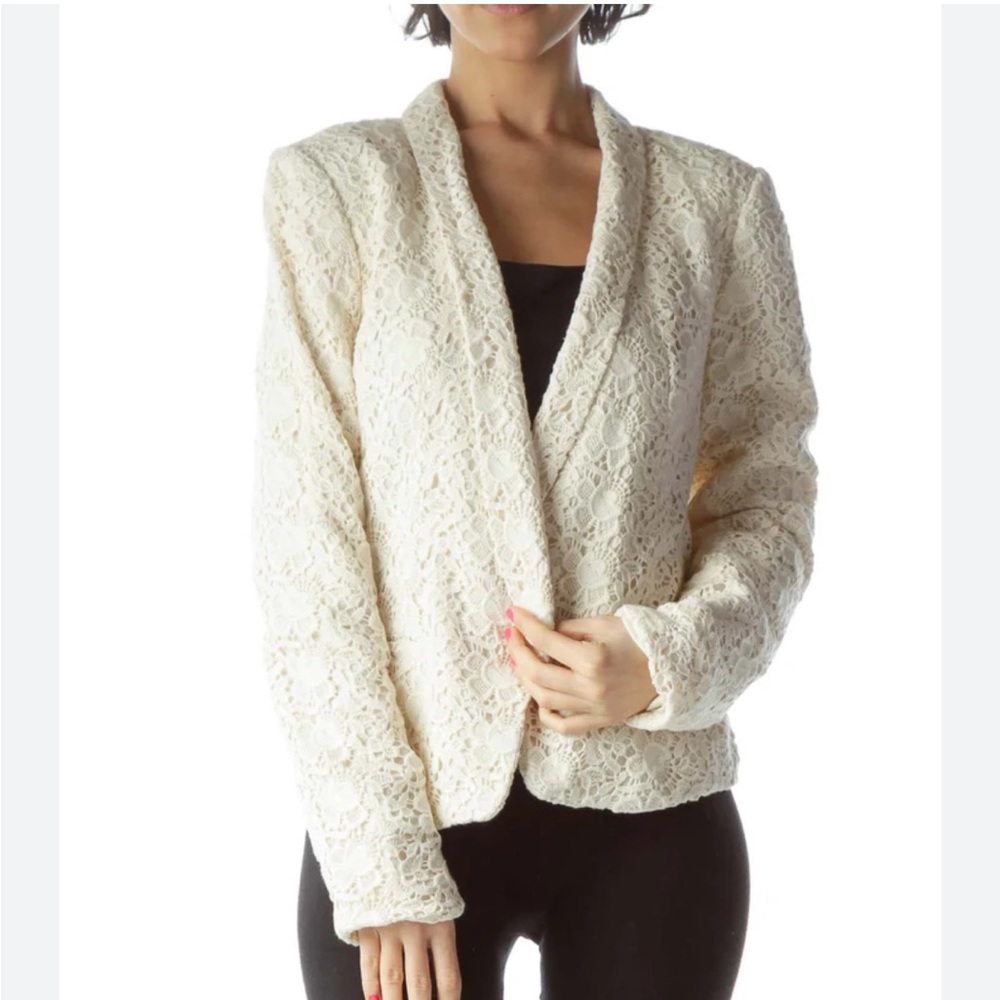 LOFT Cream Eyelet Blazer